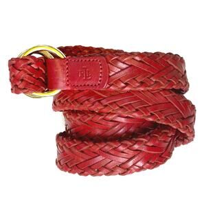 Ralph Lauren Red Woven Leather Belt | Preppy Polished Minimalist Style | NWOT